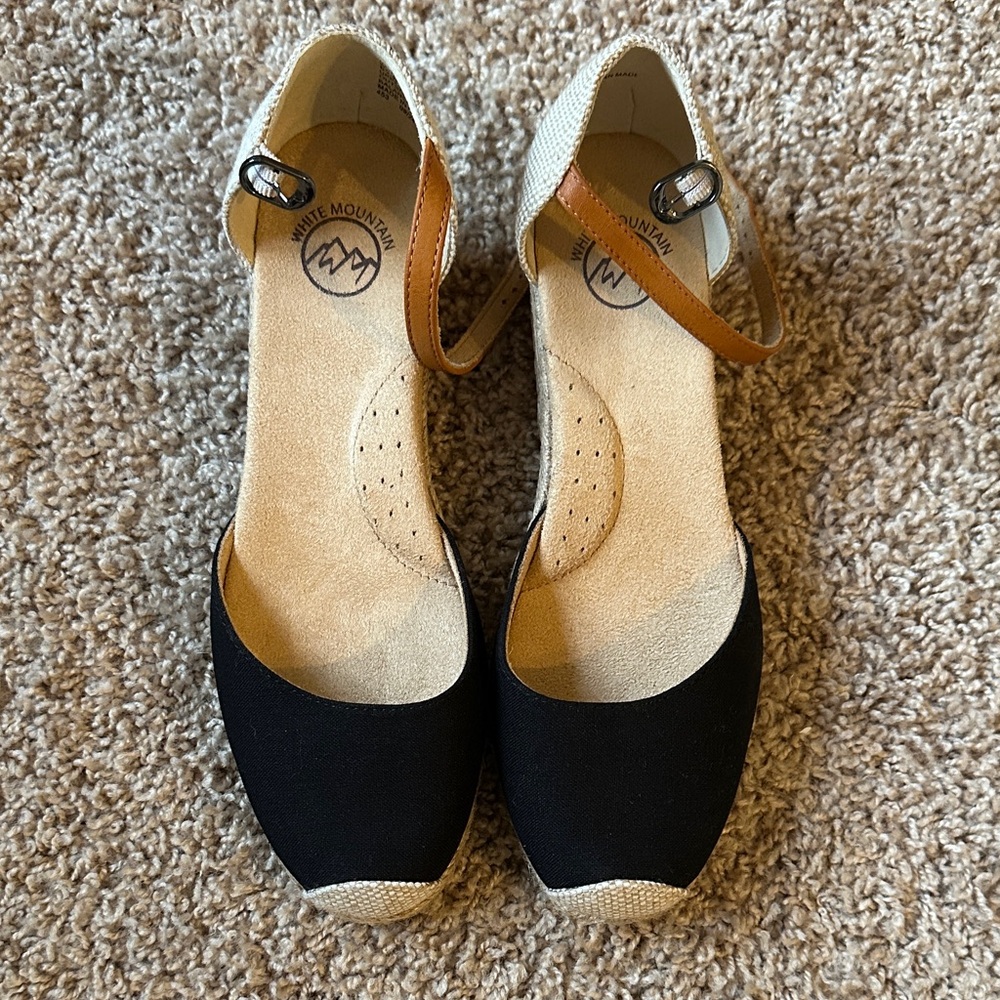 White Mountain Black and Tan Espadrilles